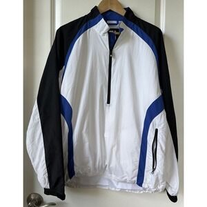 FootJoy Jacket Mens Medium White Blue Black Half Zip Pullover Golf Outdoors